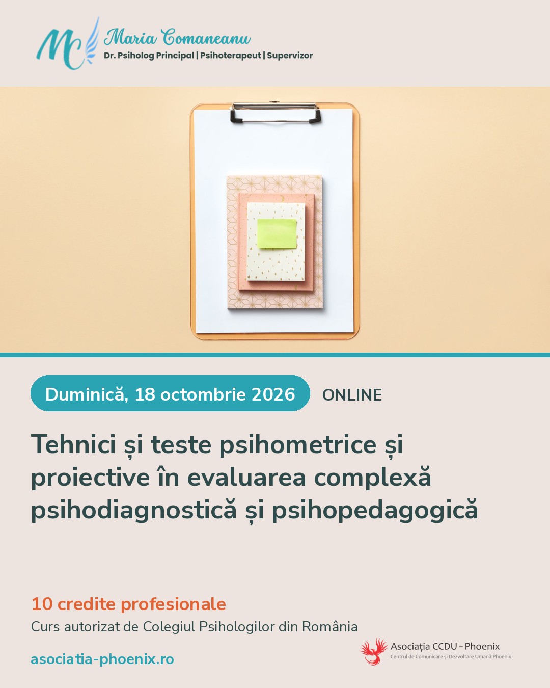 Curs 18.10: Tehnici și teste psihometrice și proiective în evaluarea complexă psihodiagnostică și psihopedagogică