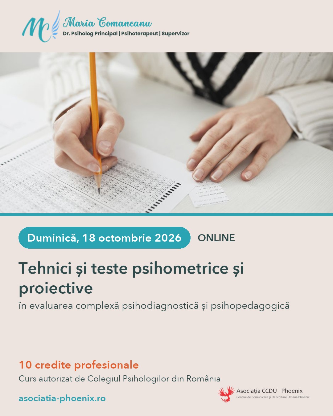 Curs 18.10: Tehnici și teste psihometrice și proiective în evaluarea complexă psihodiagnostică și psihopedagogică