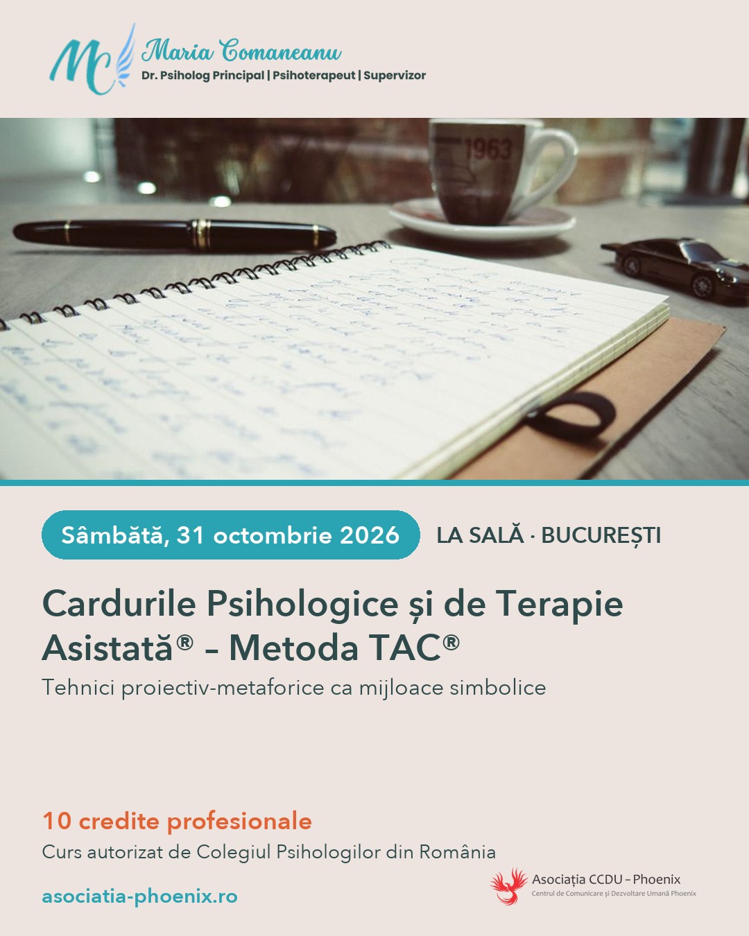 Curs 31.10 (la sală, București): Cardurile Psihologice și de Terapie Asistată® – Metoda TAC®